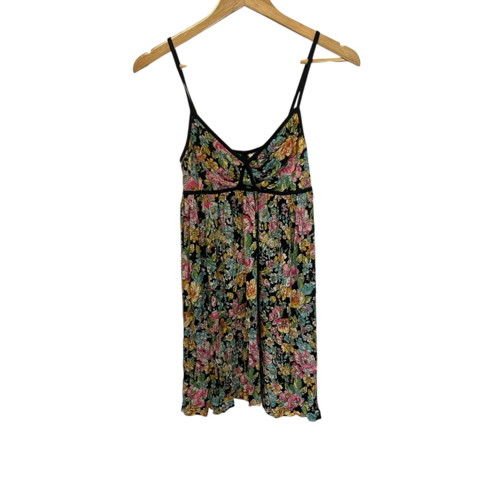 Women's Divided Floral Mini Dress Black Multicolor 10